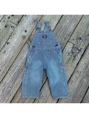 OshKosh B'gosh Vintage Vestback Railroad Stripe Conductor Overalls - Size 18 M